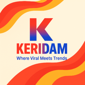 Keridam logo featuring a gradient "K" and tagline "Where Viral Meets Trends"